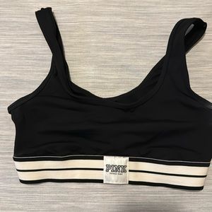 VS PINK black sports bra no padding size M. Cute side design!